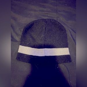 Black Beanie with white stripe